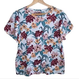Loft | Vintage Soft Floral Tulip Short Sleeve Tee Size Large 100% Cotton